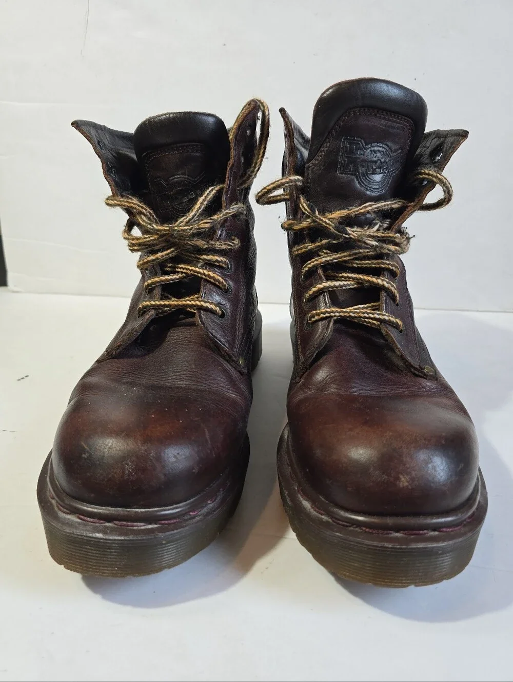 Dr Marten Mens Brown Leather Work Boots - Rugged Lace-Up Style Size 10